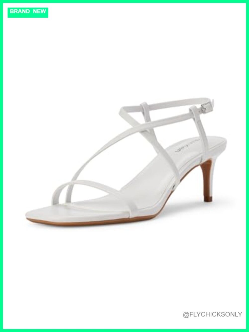 Faux Leather Square Open Toe Stiletto Ankle Strap Heeled Sandals